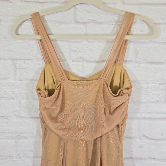 M Ariella Gold Y2K Asymmetrical Midi Dress Womens Size XS S Whimsical Fairy Rose - Picture 8 of 12
